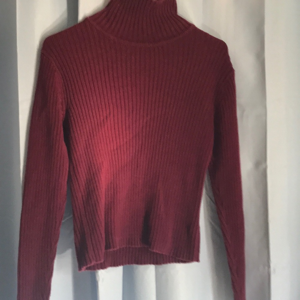 Red turtleneck sweater